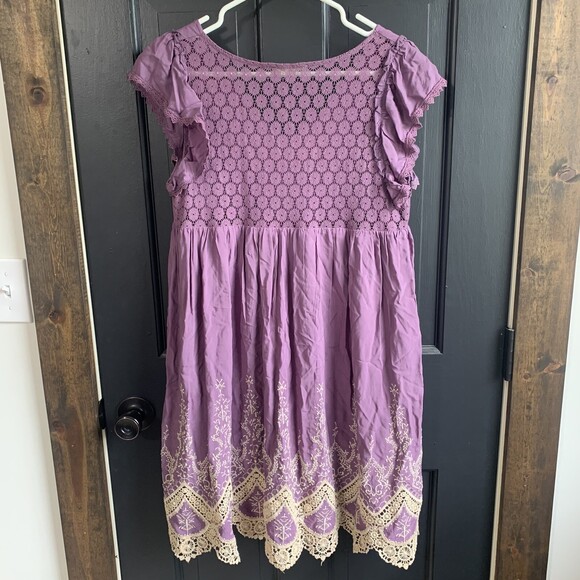 Altar'd State Women's Tennessee Waltz Dress Small Fit Flare Purple Embroidered - Picture 7 of 10